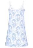 Nightdress / Slipdress blue Toile girly ruffle edges